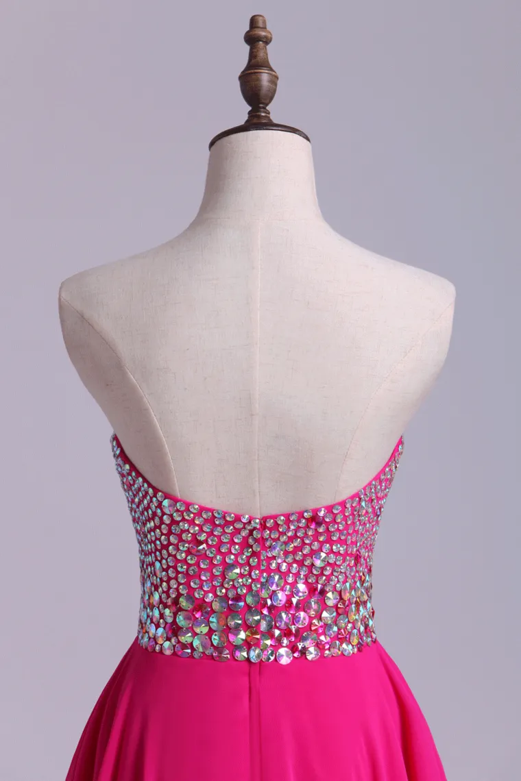 2024 Beaded Sweetheart Short Line/Princess Homecoming Dresses Chiffon