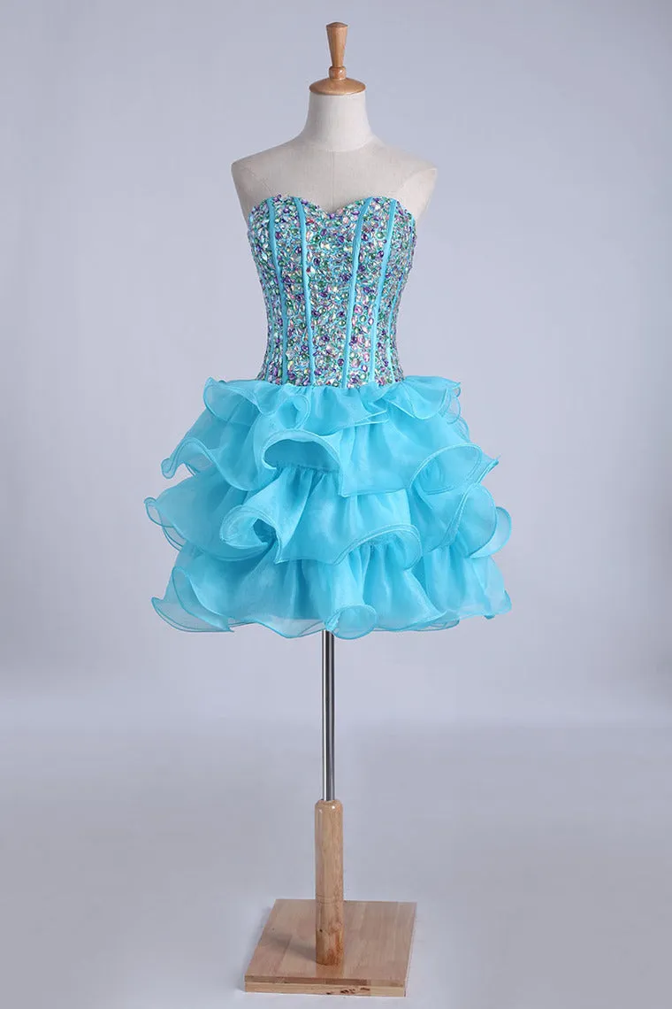 2024 Homecoming Dresses Ball Gown Sweetheart Short/Mini With Rhinestones