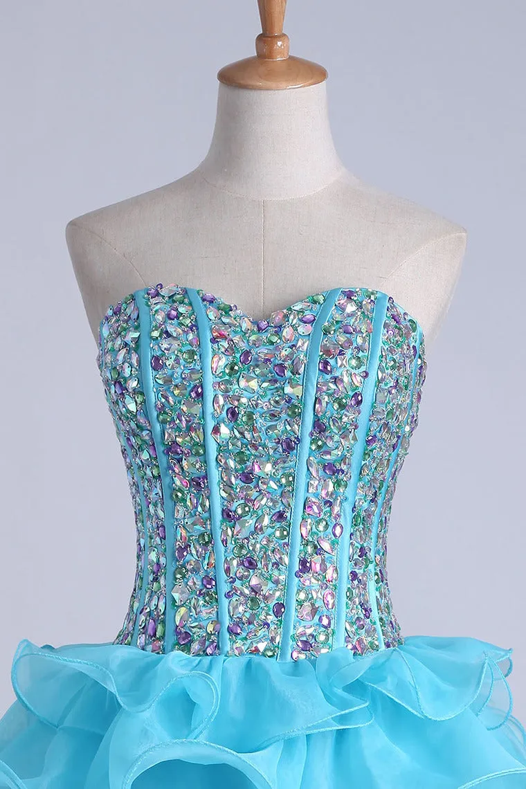 2024 Homecoming Dresses Ball Gown Sweetheart Short/Mini With Rhinestones