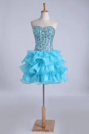 2024 Homecoming Dresses Ball Gown Sweetheart Short/Mini With Rhinestones