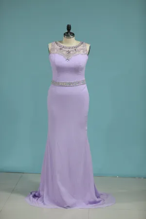 2024 Scoop Column Prom Dresses Beaded Bodice
