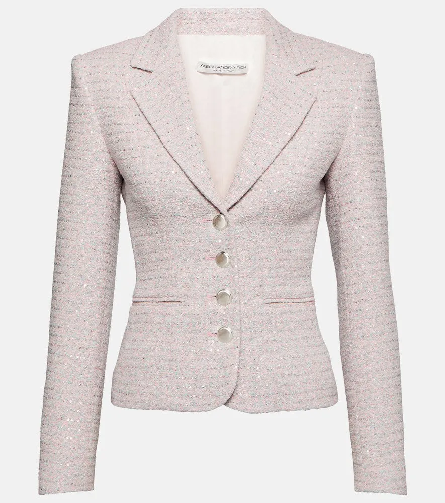 Alessandra Rich Sequined single-breasted tweed blazer