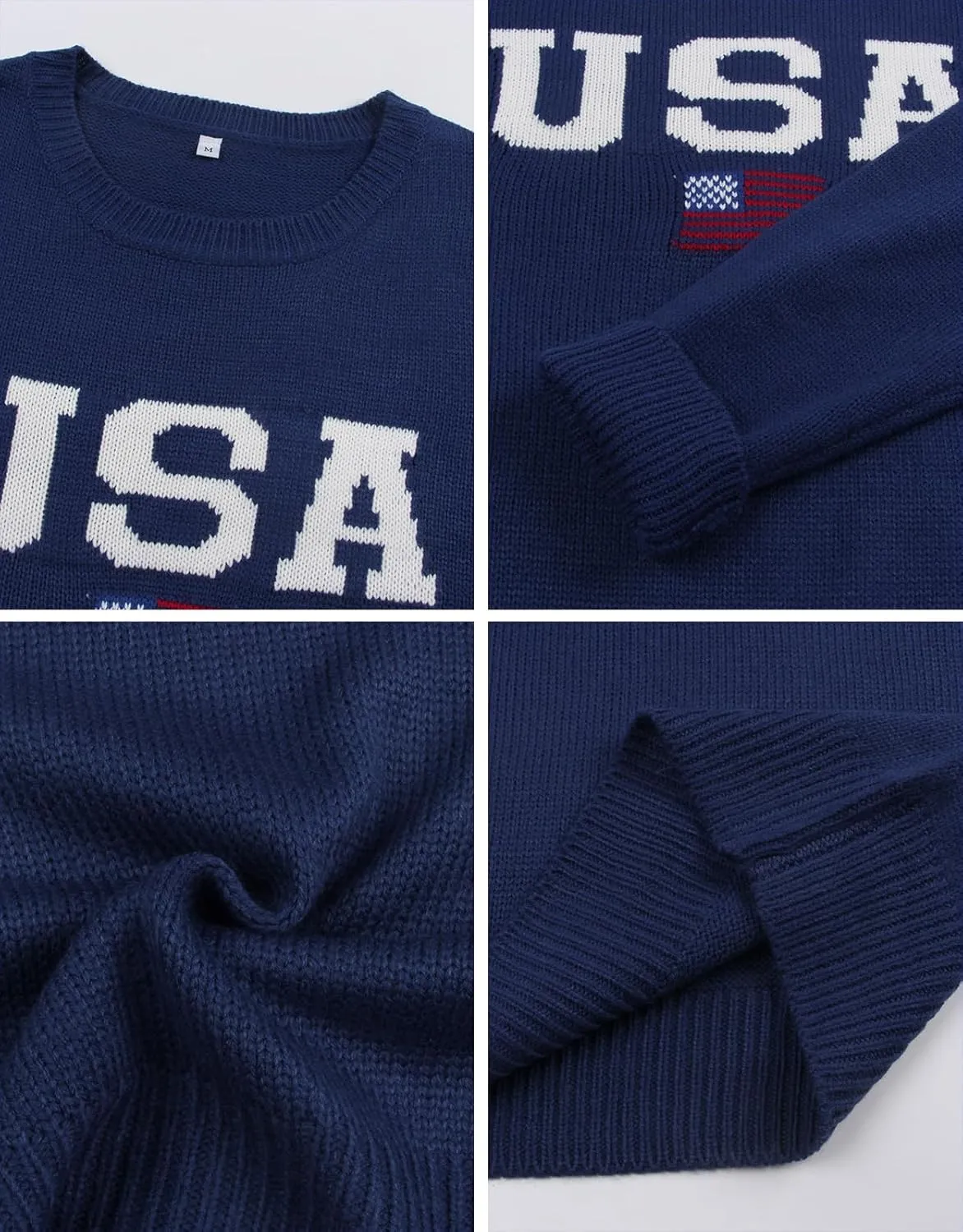 Alsol Lamesa Women’s American Flag Graphic Sweater Patriotic Long Sleeve Pullover Sweaters Crew Neck Knit Tops