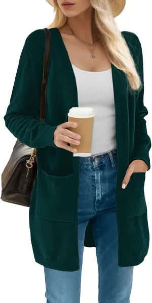 ANIXAY Cardigan Sweaters for Women 2024 Long Sleeve Open Front Knit Outwear Coat Womens Cardigan with Pockets