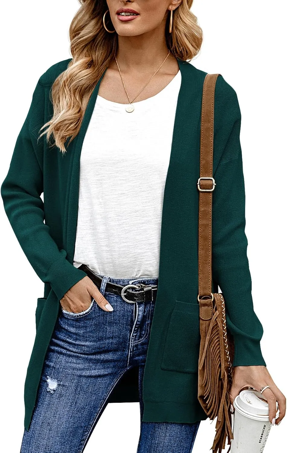 ANIXAY Cardigan Sweaters for Women 2024 Long Sleeve Open Front Knit Outwear Coat Womens Cardigan with Pockets