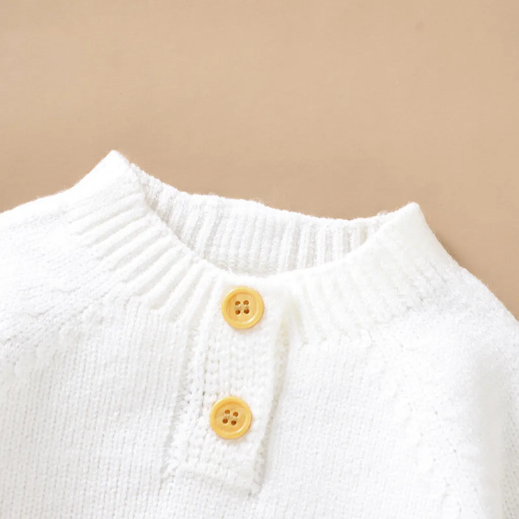 Baby Boy Color block Pattern Quarter Button Design Pullover Crewneck Knitwear Sweater by MyKids-USA™