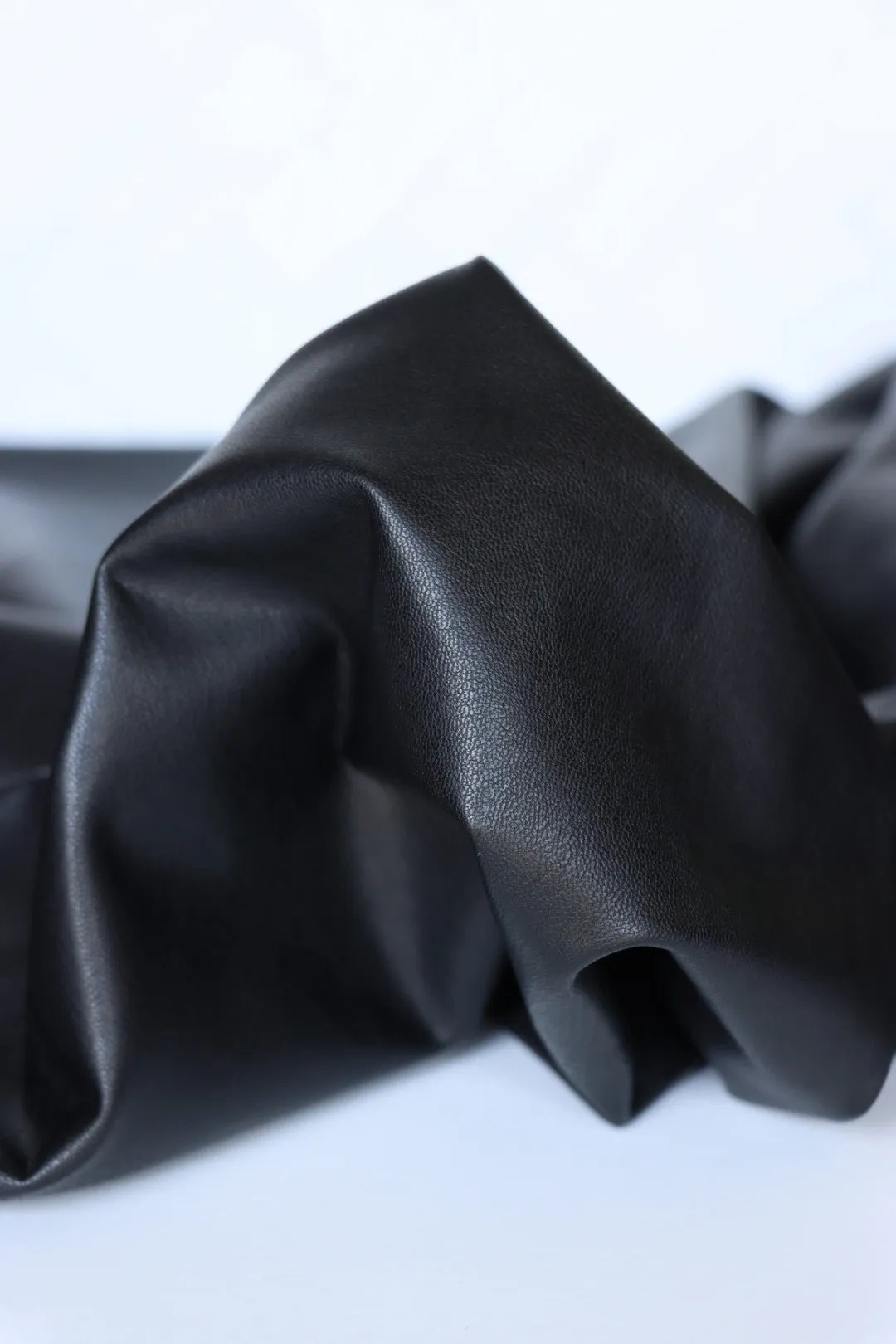 Black Fleece Backed Vegan Stretch Leather