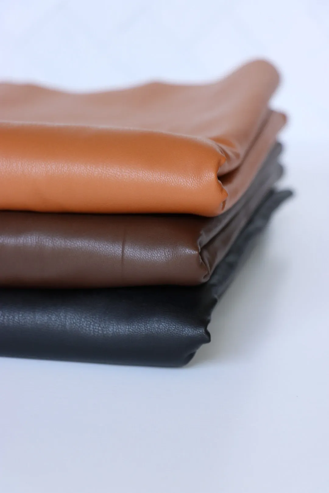 Black Fleece Backed Vegan Stretch Leather