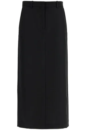 black midi straight low-waisted skirt in recycled polyester and wool 251 WRB4288 FB0026 BLACK
