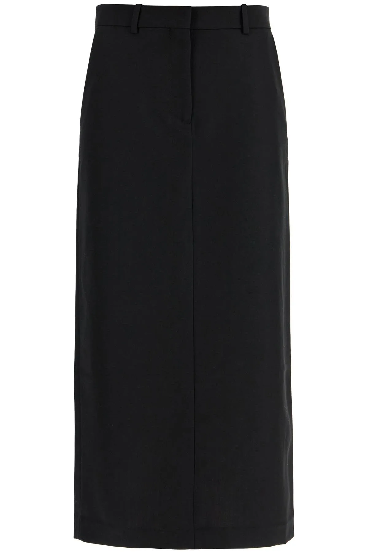 black midi straight low-waisted skirt in recycled polyester and wool 251 WRB4288 FB0026 BLACK