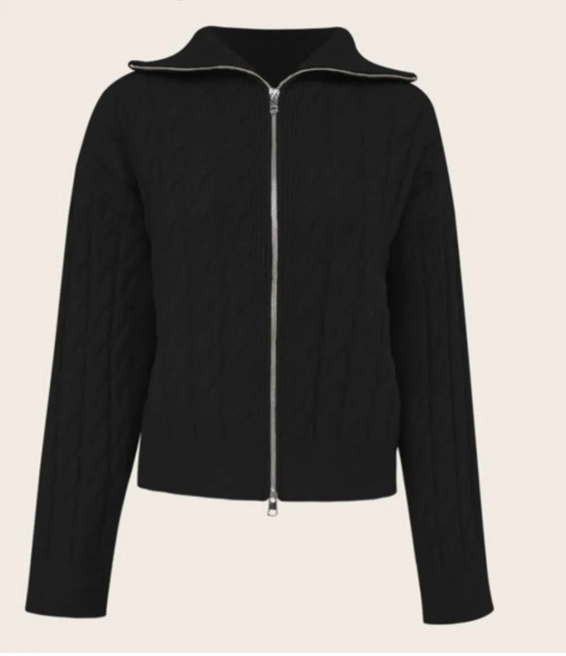 Black Zip Up Knit Sweater