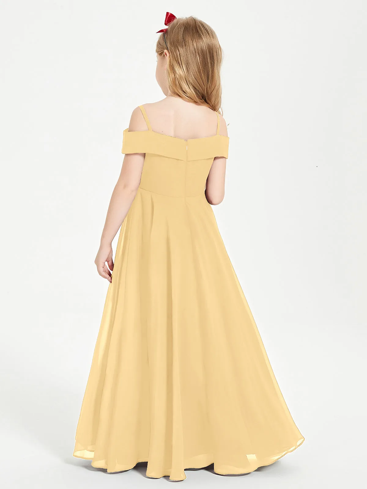 Chic Junior Bridesmaid Dresses Off the Shoulder Gold