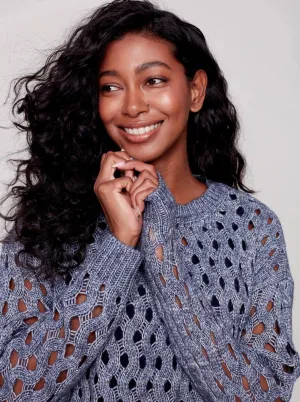 Crewneck Cable Knit Plushy Sweater [H Denim-C2541]