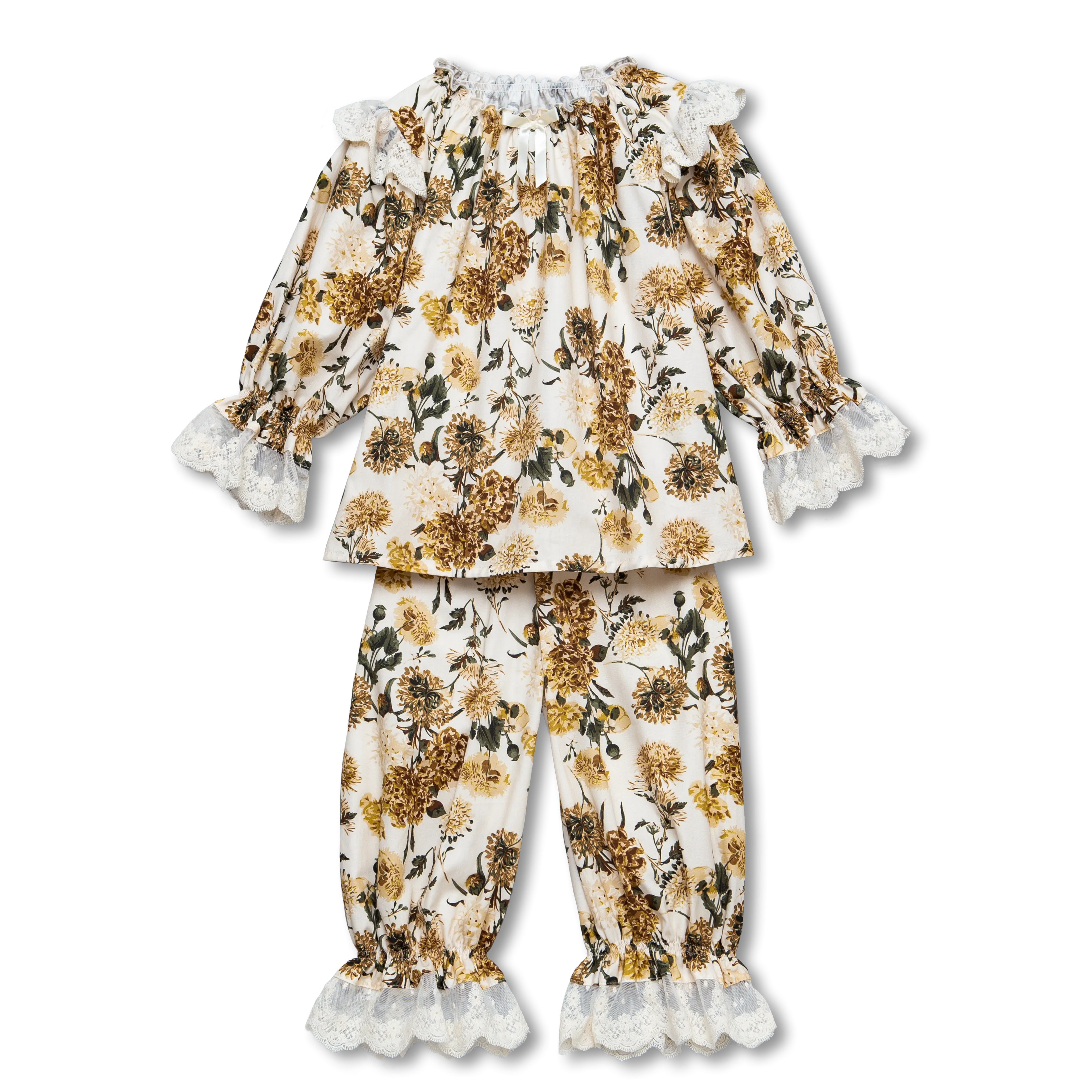 DANIELA - GIRLS PYJAMA SET IN YELLOW FLOWERS