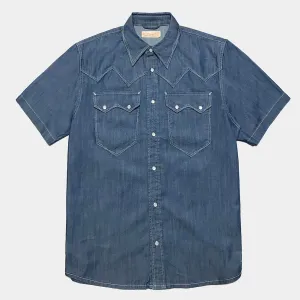 DDL 323-DEL TORO SWT REGULAR FIT 2 POCKET SHORT SLEEVE WESTERN TENCEL COTTON DENIM SHIRT-6OZ-E1 INDIGO