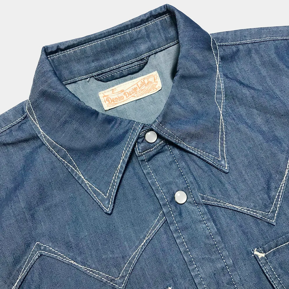 DDL 323-DEL TORO SWT REGULAR FIT 2 POCKET SHORT SLEEVE WESTERN TENCEL COTTON DENIM SHIRT-6OZ-E1 INDIGO