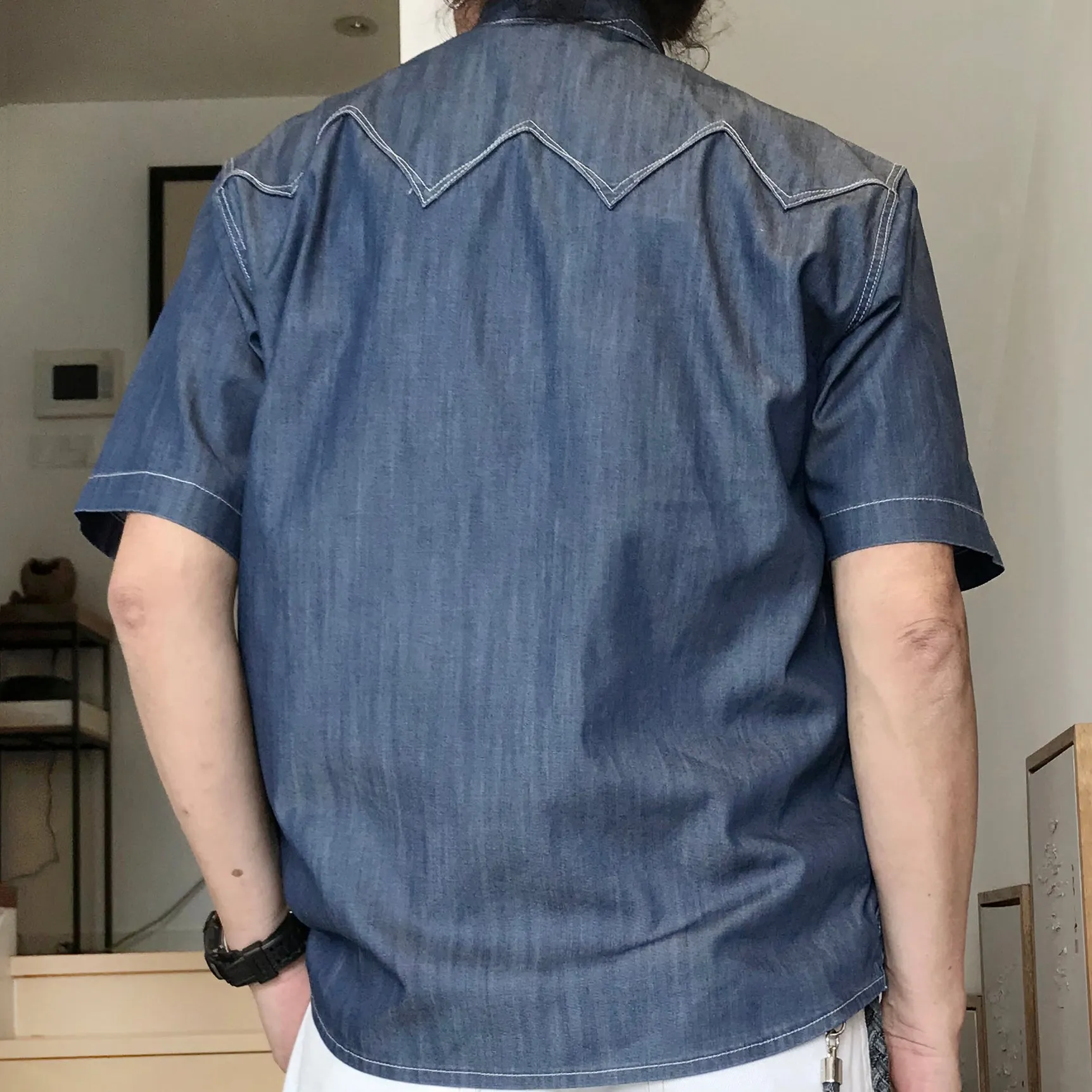 DDL 323-DEL TORO SWT REGULAR FIT 2 POCKET SHORT SLEEVE WESTERN TENCEL COTTON DENIM SHIRT-6OZ-E1 INDIGO