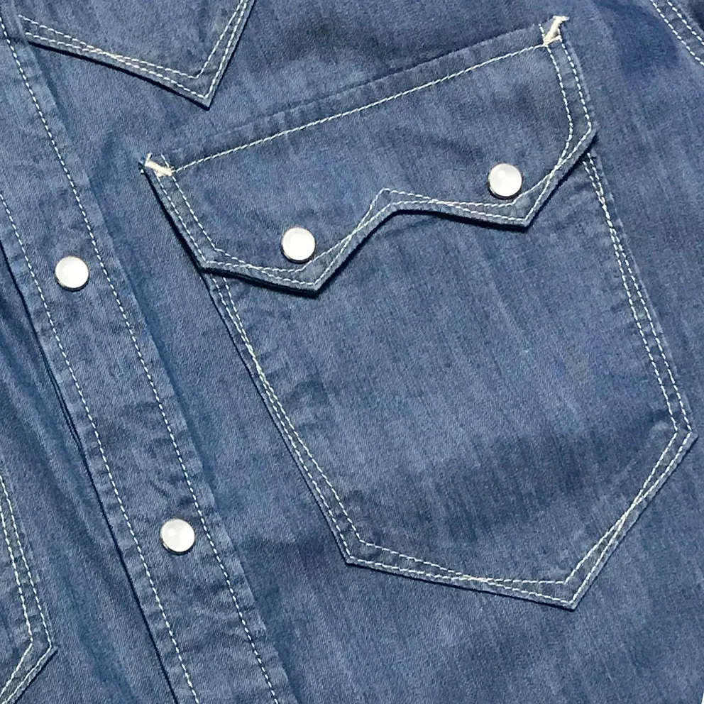 DDL 323-DEL TORO SWT REGULAR FIT 2 POCKET SHORT SLEEVE WESTERN TENCEL COTTON DENIM SHIRT-6OZ-E1 INDIGO