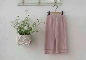 Elegant Lace Trim Cotton Knit Pants for Girls