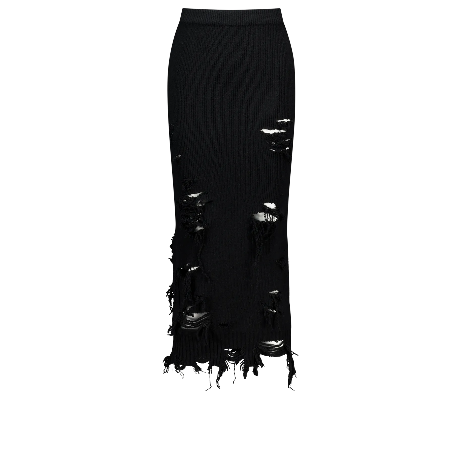 (Emma) Strange Hard Damaged Knit Skirt in Black
