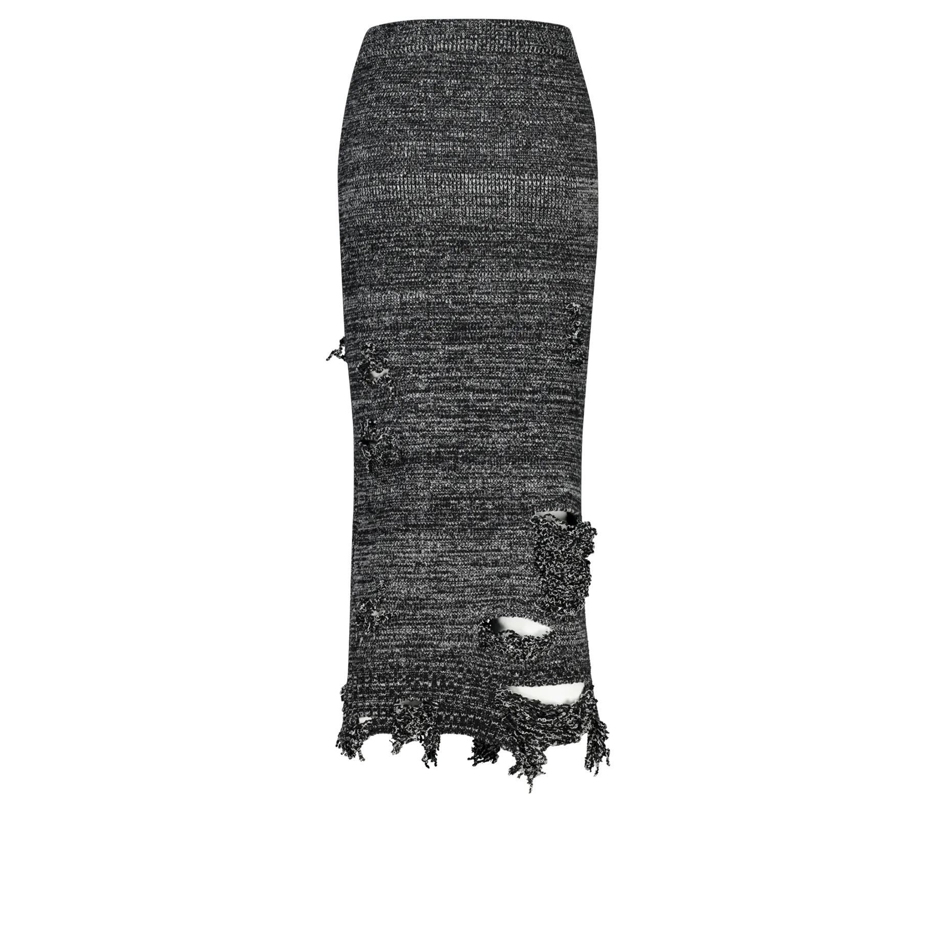 (Emma) Strange Hard Damaged Knit Skirt in Melange Grey