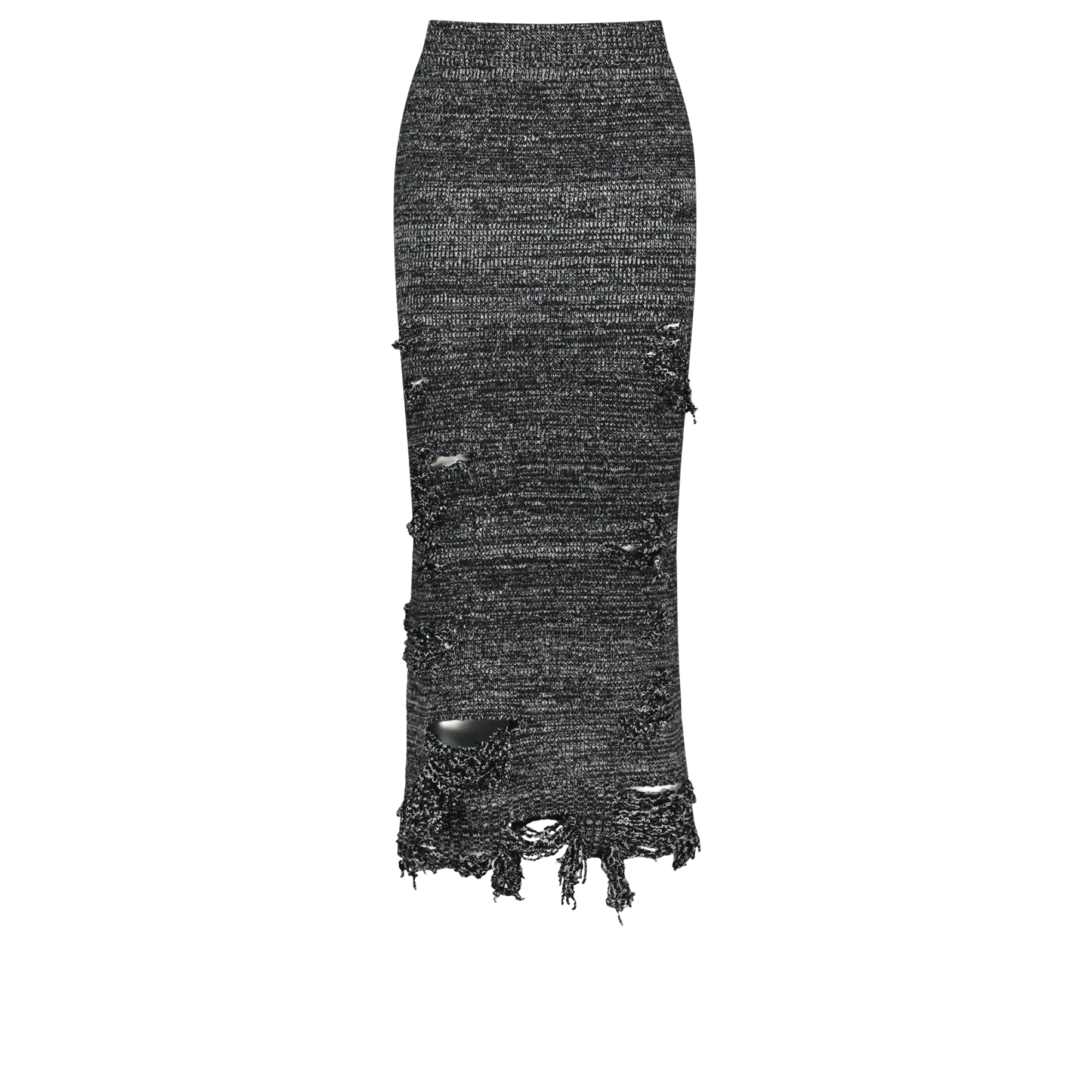 (Emma) Strange Hard Damaged Knit Skirt in Melange Grey