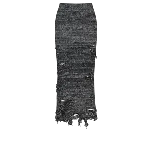(Emma) Strange Hard Damaged Knit Skirt in Melange Grey