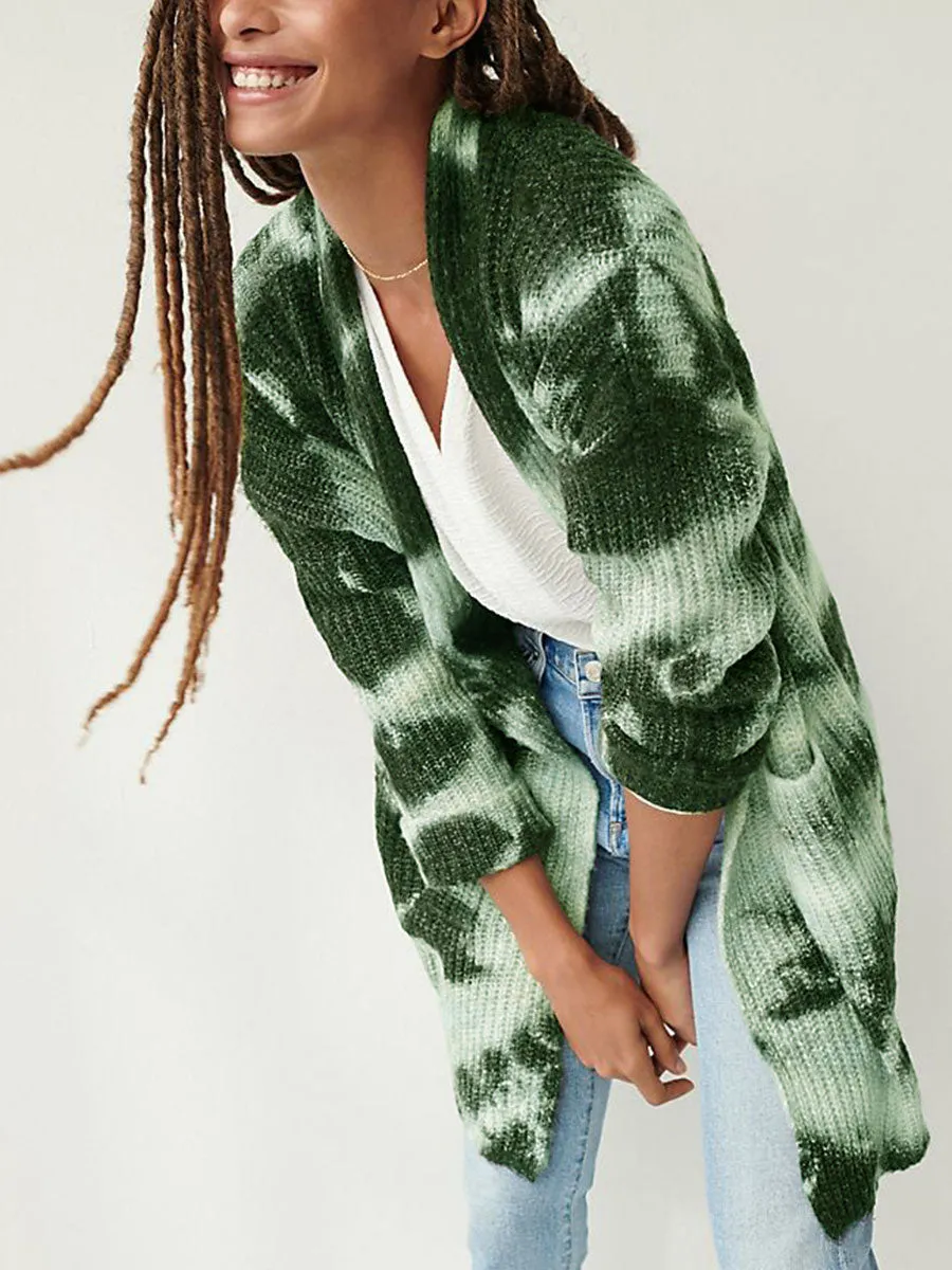 Fashionable Tie-Dye Women'S Sweater Coat