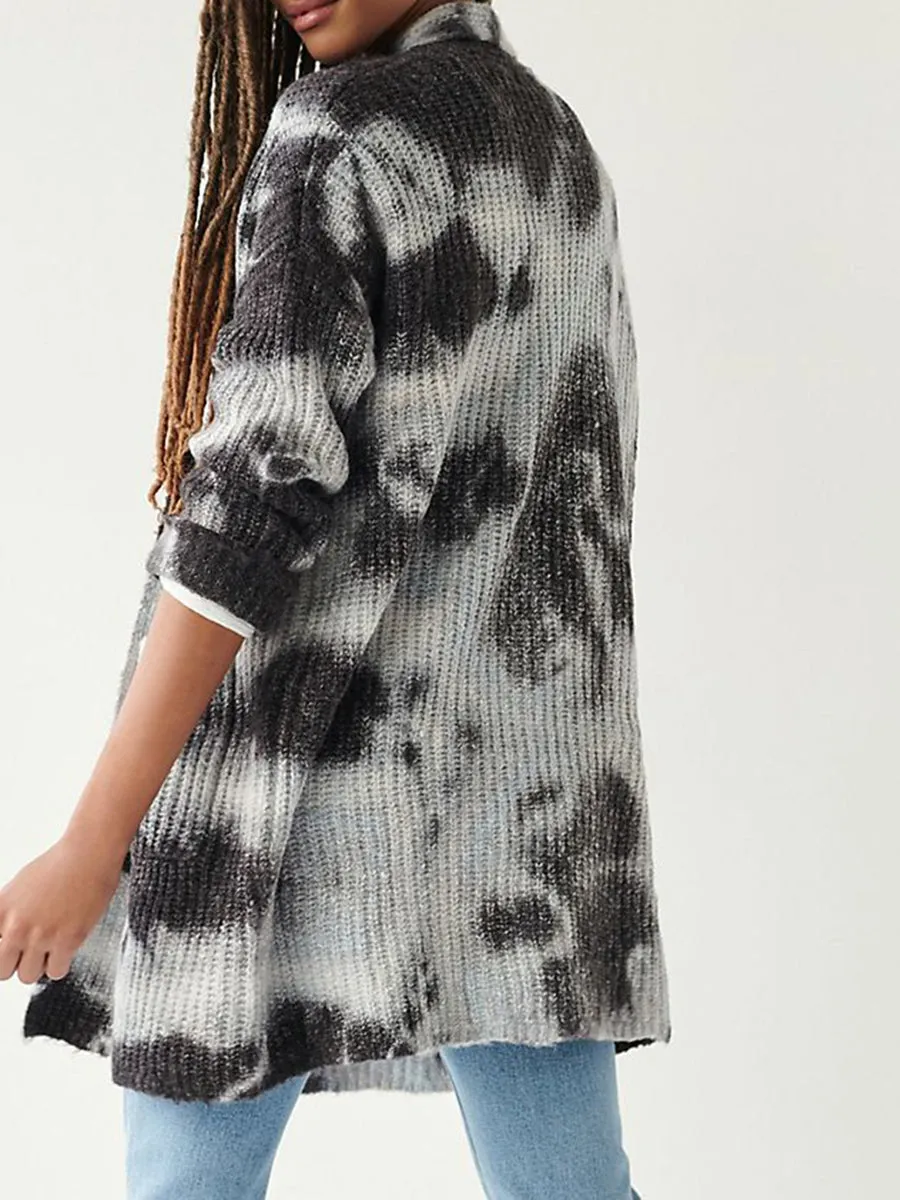 Fashionable Tie-Dye Women'S Sweater Coat