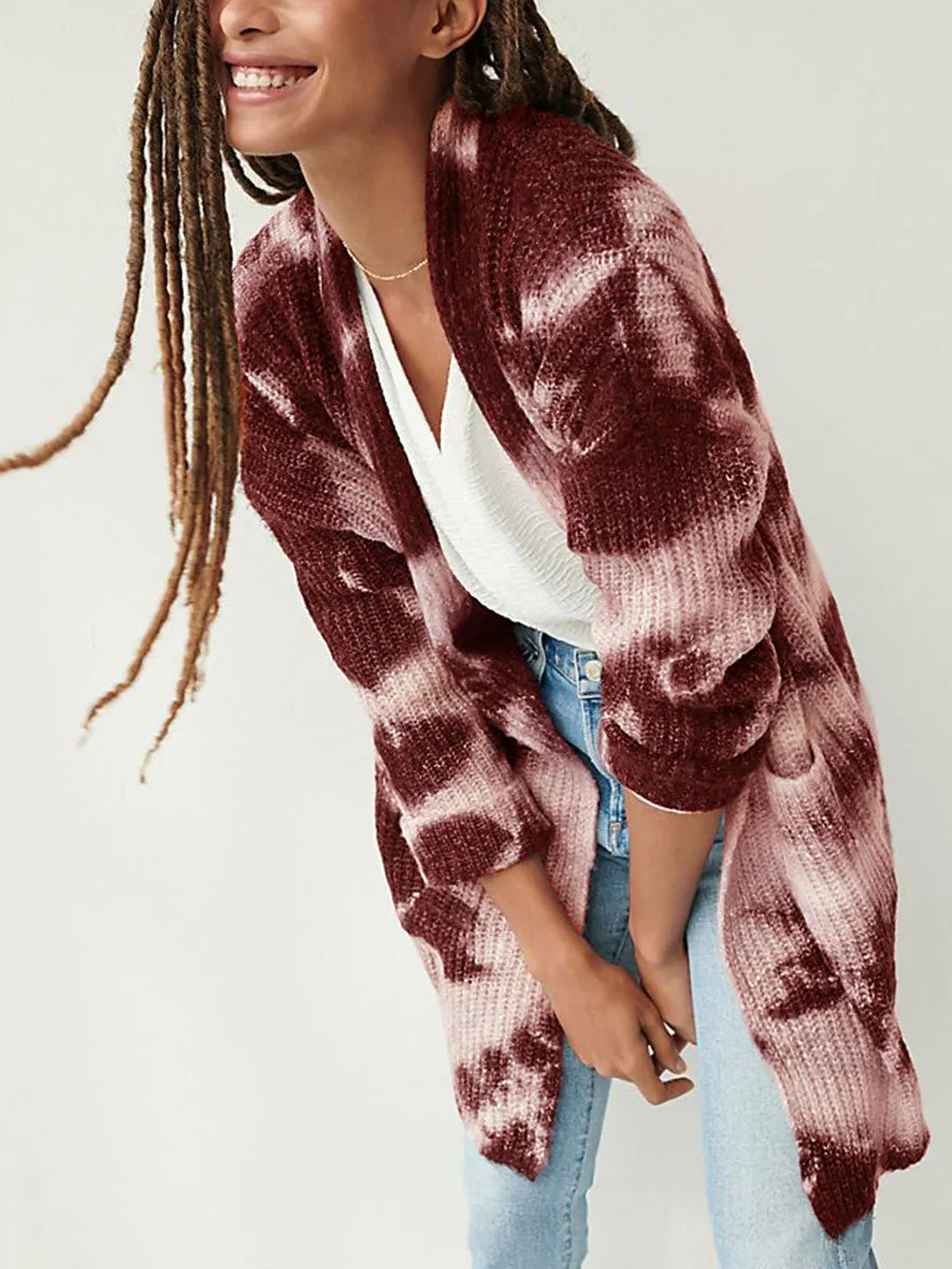 Fashionable Tie-Dye Women'S Sweater Coat