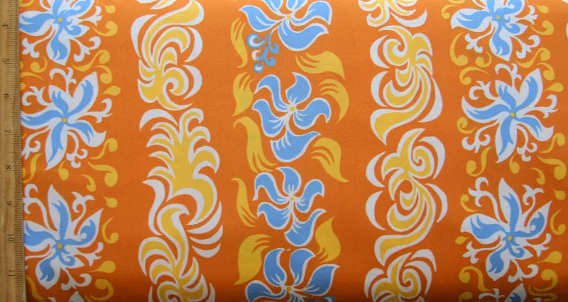 Flame and Floral Vertical Stripe Microfiber Boardshort Fabric