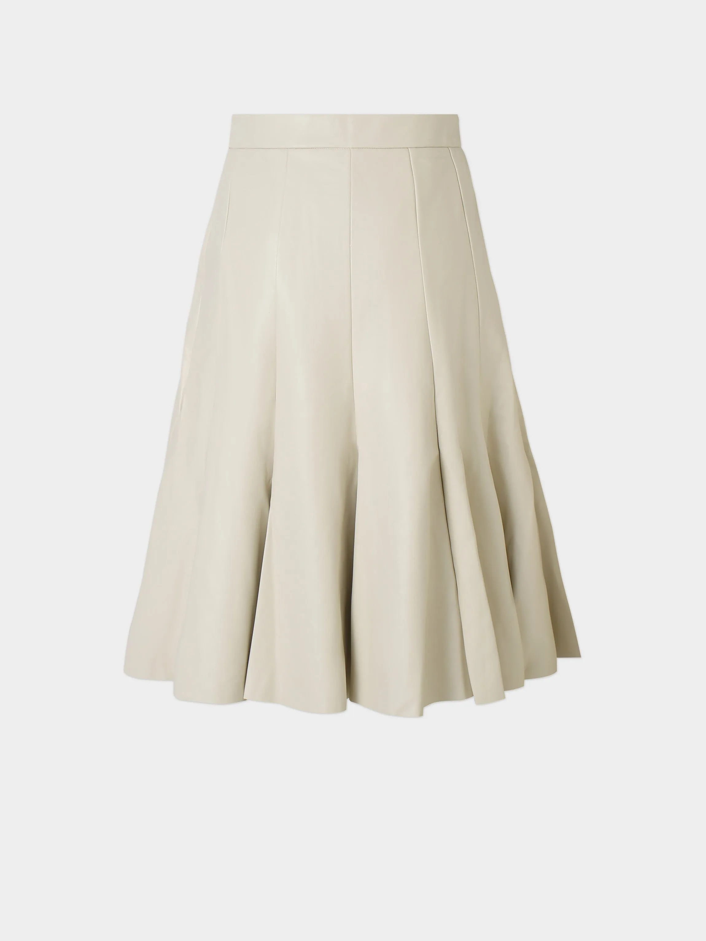 Flare Leather Skirt 23.5"-Ivory