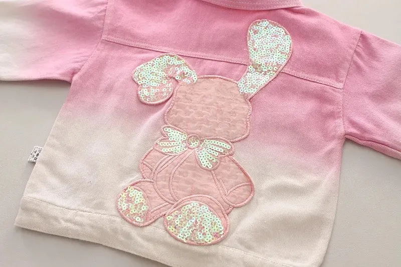 Girls Ombre Jacket, T-shirt And Jeans 3 Pcs Set