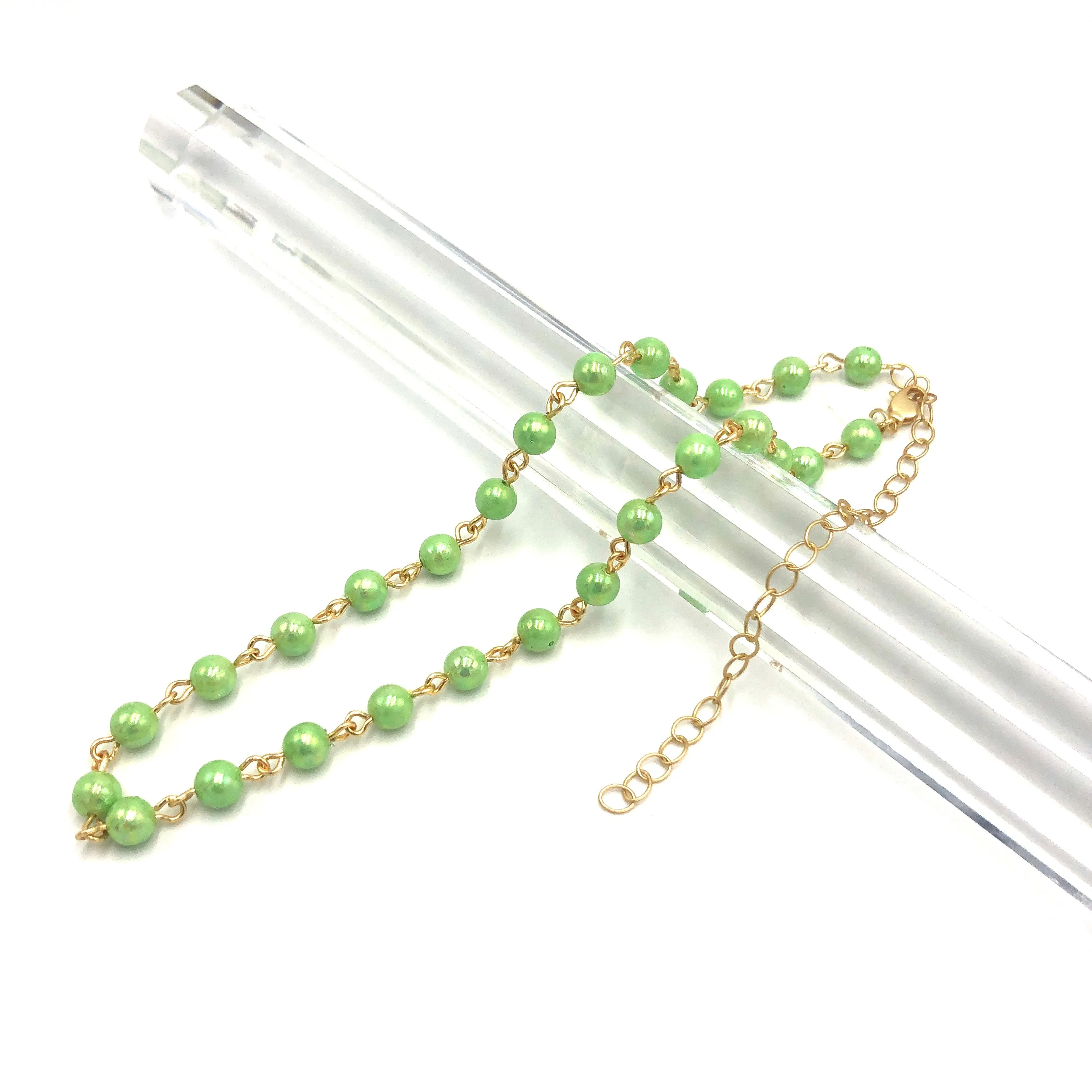 Green Luster Pearlized Amelia Necklace *