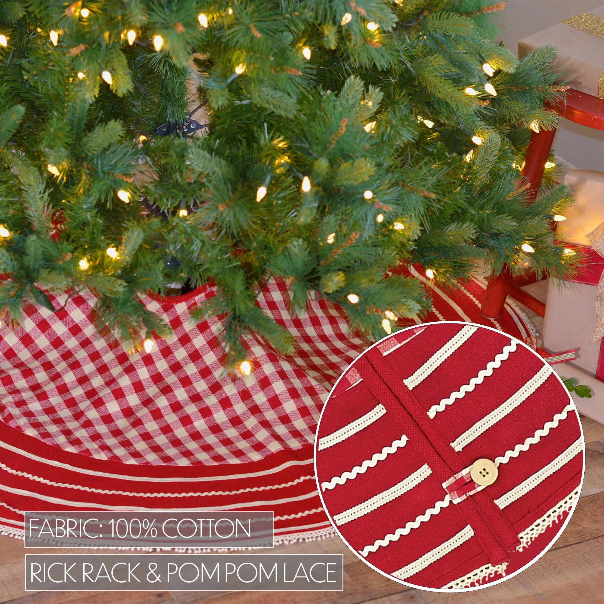 Gretchen Red and White Gingham 48" Christmas Tree Skirt