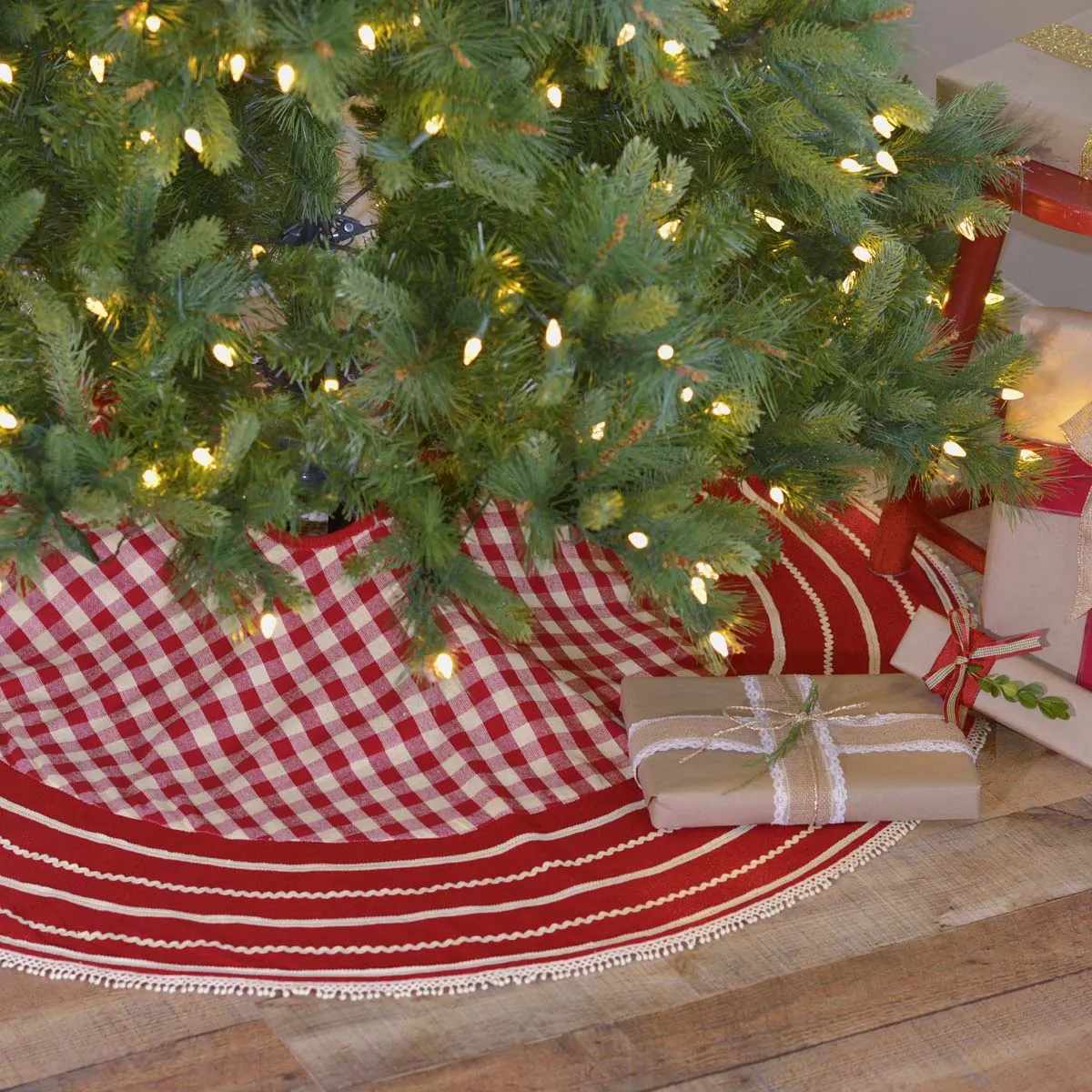 Gretchen Red and White Gingham 48" Christmas Tree Skirt