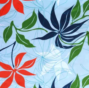 Hawiaiian Leaves on Blue Microfiber Boardshort Fabric