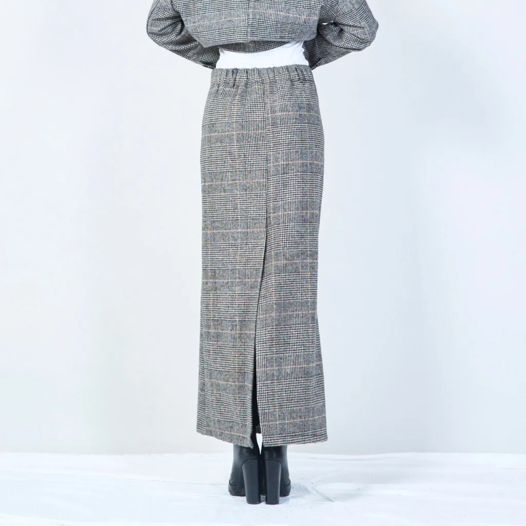 High-waisted plaid maxi skirt wholesale