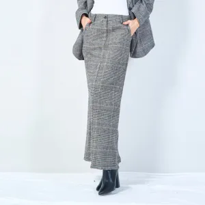 High-waisted plaid maxi skirt wholesale