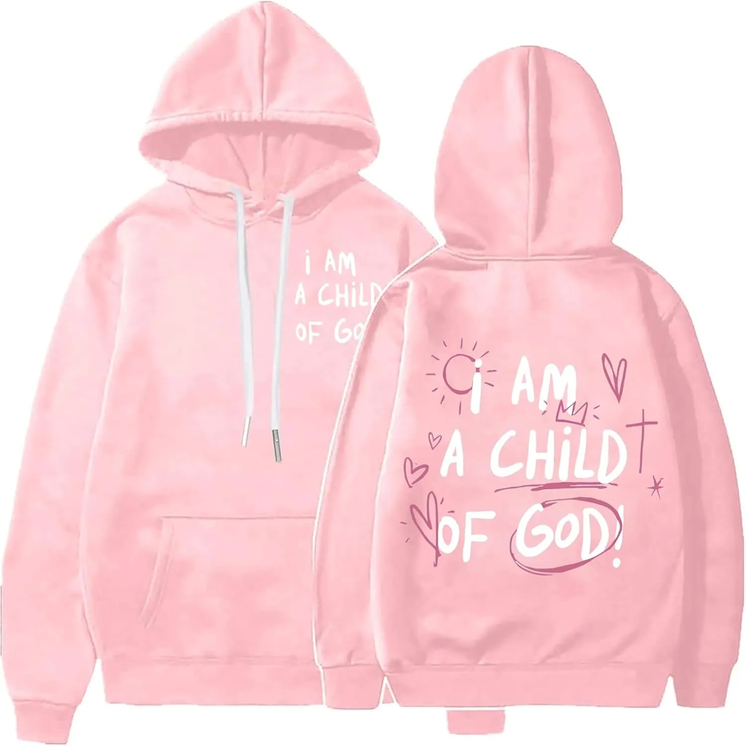 I am A Child of God Hoodies for Womens Graphic Letter Print Pullover Oversized Long Sleeve Sweatshirts Casual Loose Tops