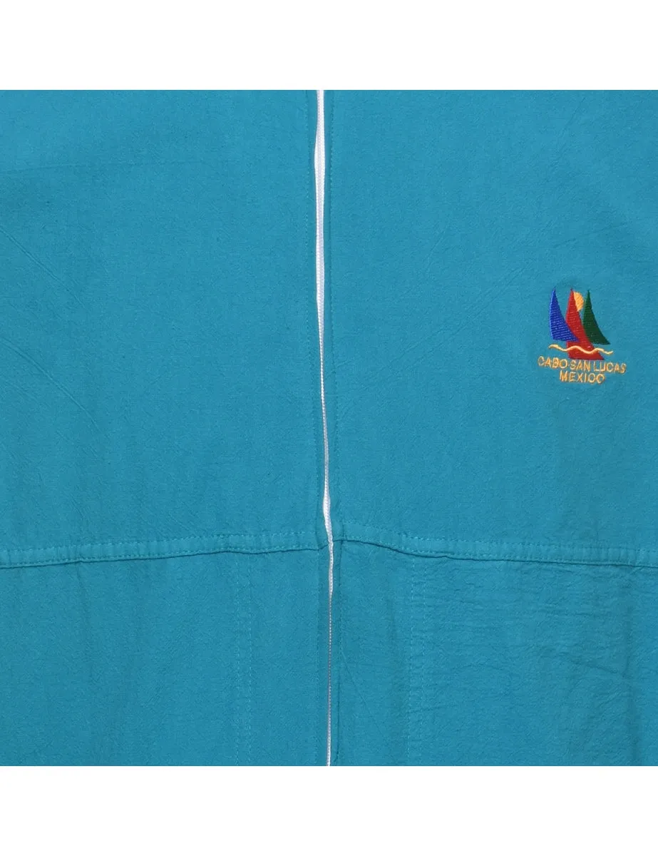 Light Blue Embroidered Nylon Jacket - XL