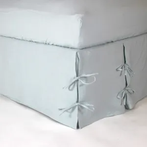 Linen Knotted Bed Skirt - icy blue