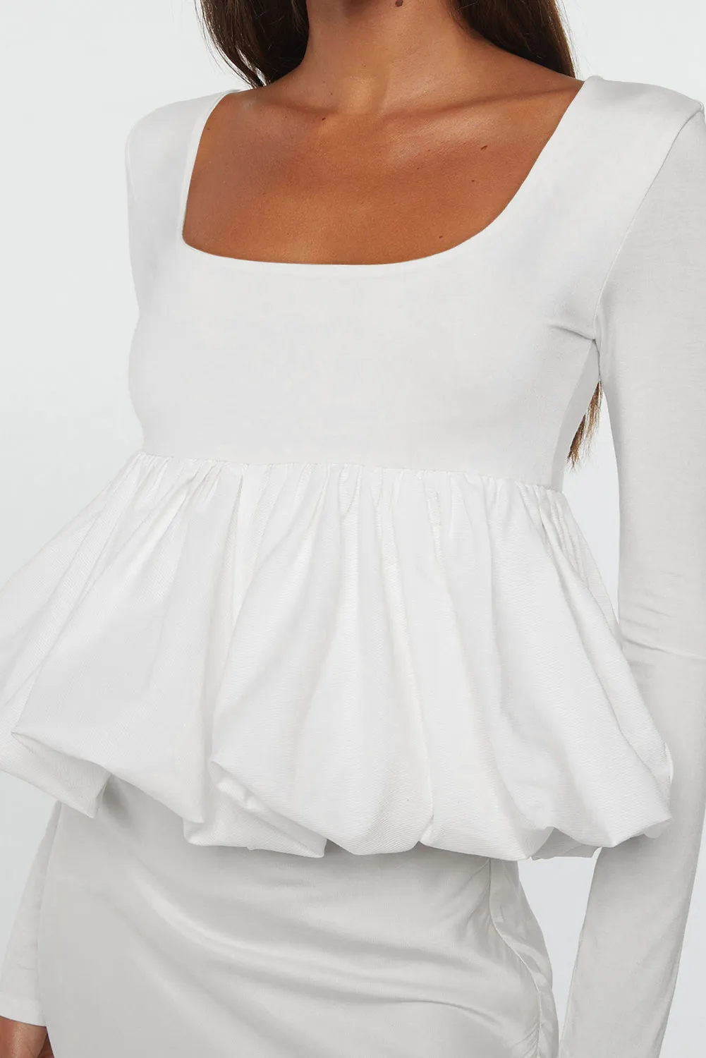 Long Sleeve Bubble Hem Top