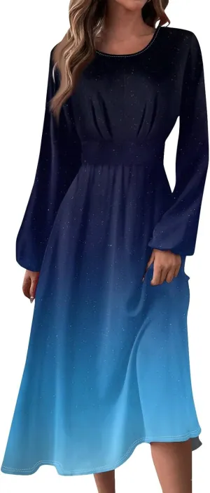 Long Sleeve Dress for Women Fall Maxi Dress Plus Size A Line Dresses for Women 2024 Semi Formal
