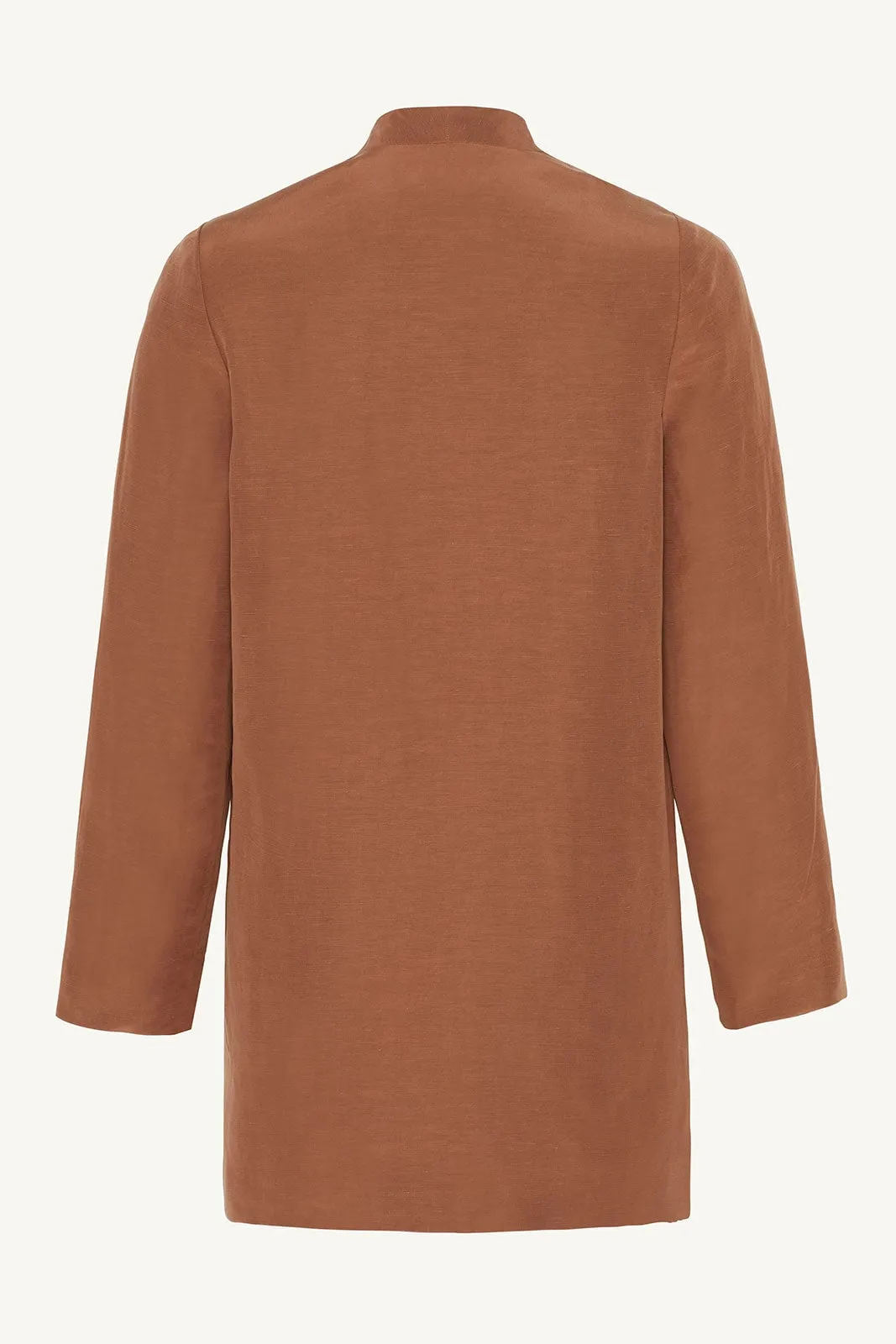Longline Cupro Linen Oversized Blazer - Baked Clay