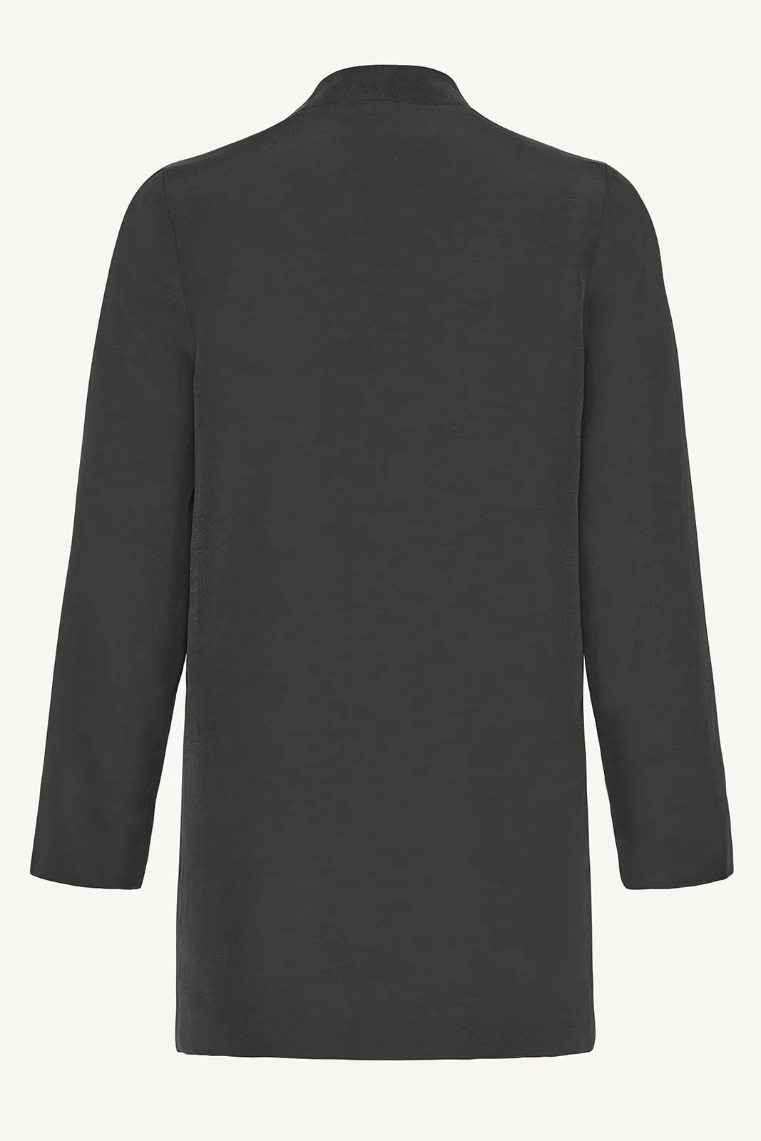 Longline Cupro Linen Oversized Blazer - Black