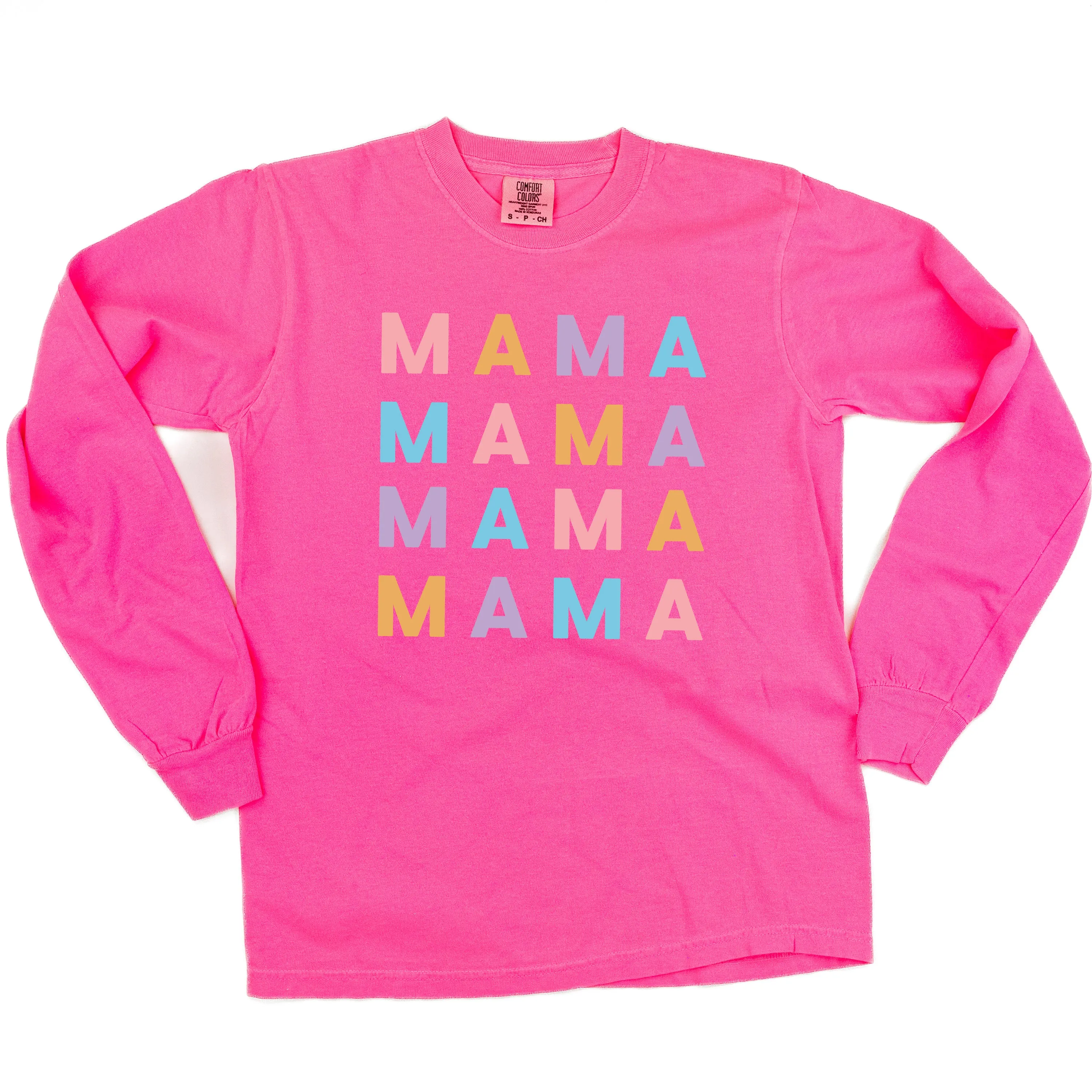 MAMA x4 - PASTEL DESIGN - LONG SLEEVE COMFORT COLORS TEE