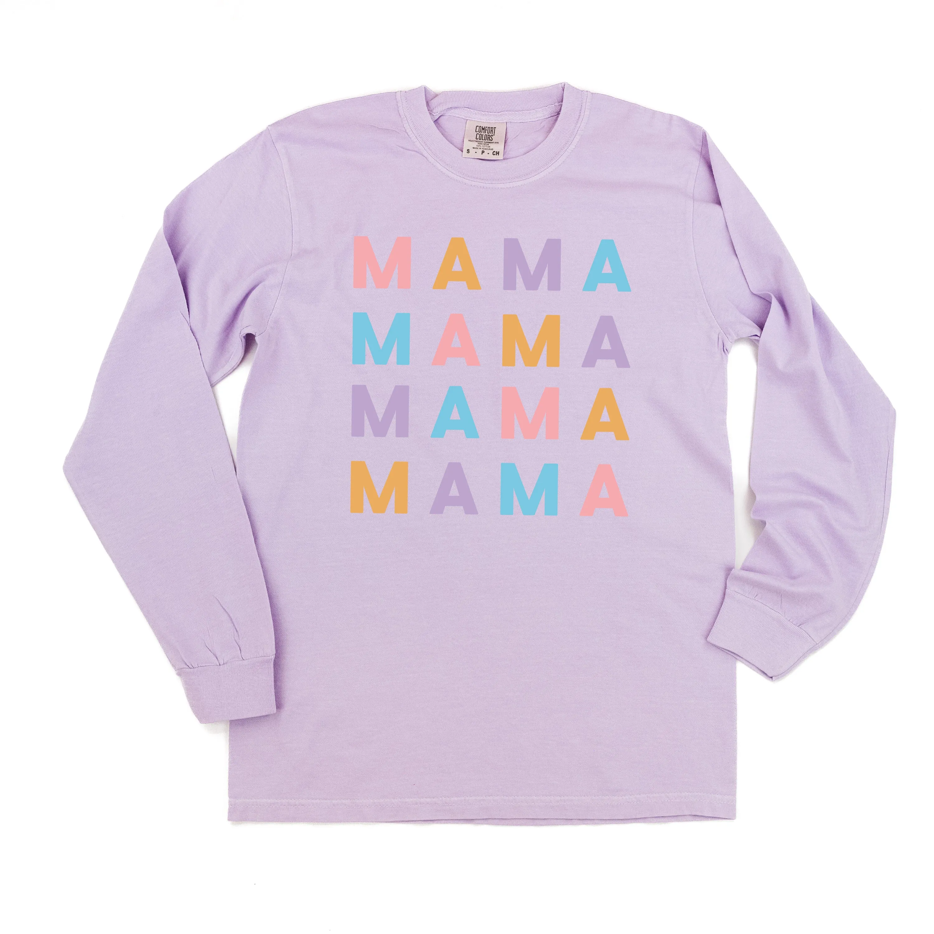 MAMA x4 - PASTEL DESIGN - LONG SLEEVE COMFORT COLORS TEE