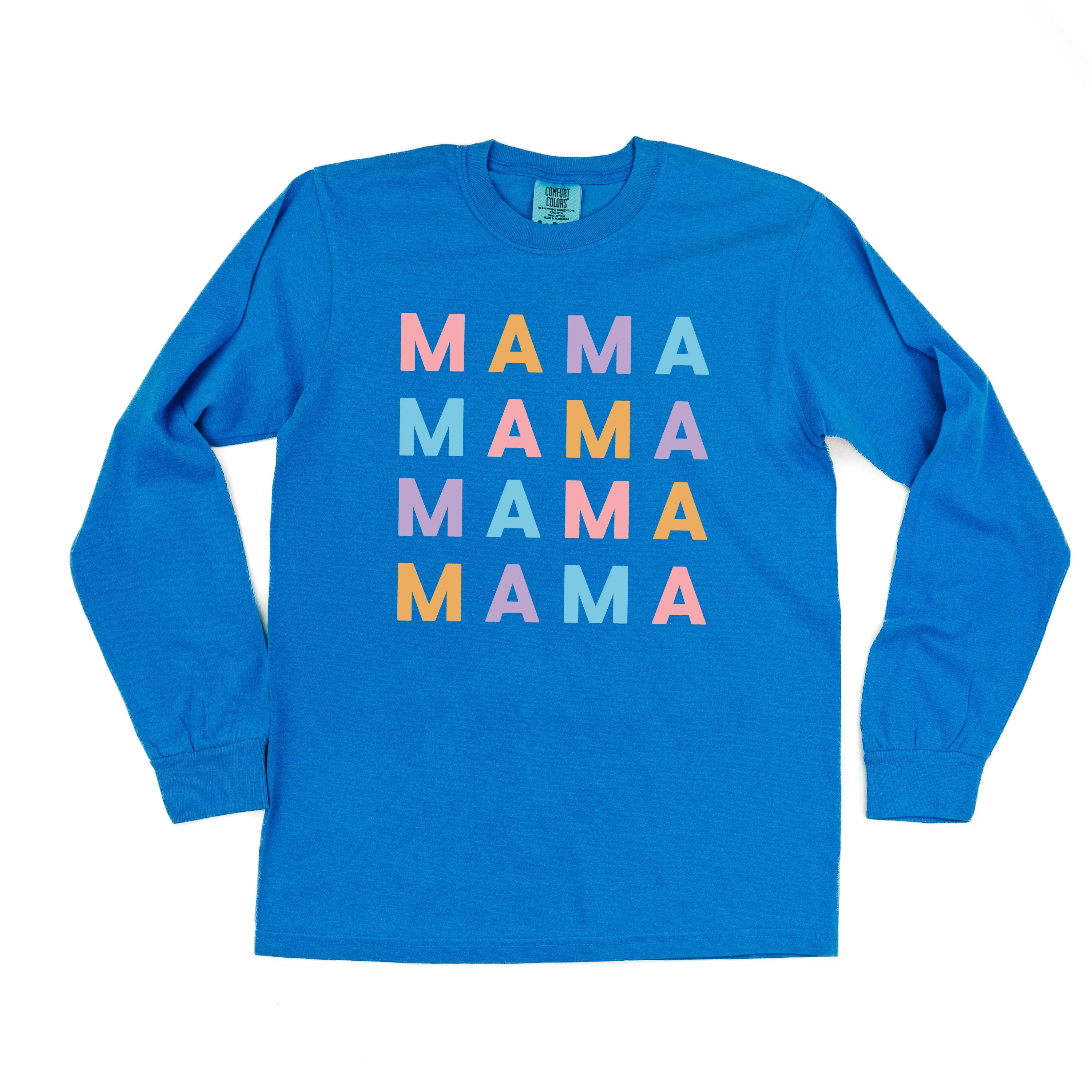 MAMA x4 - PASTEL DESIGN - LONG SLEEVE COMFORT COLORS TEE