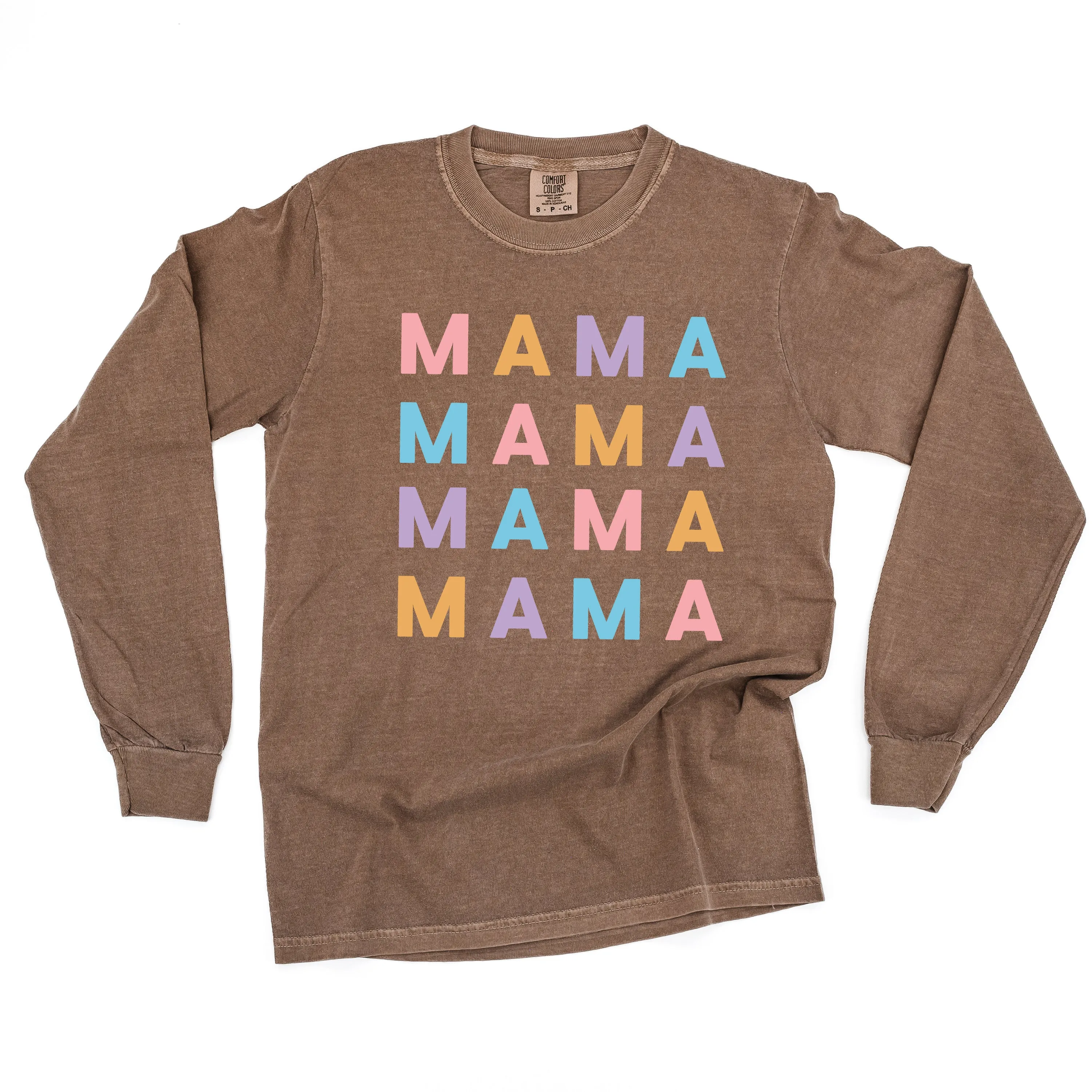 MAMA x4 - PASTEL DESIGN - LONG SLEEVE COMFORT COLORS TEE